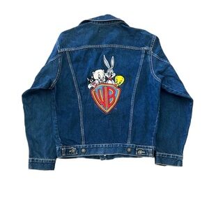 Disney Embroidered Denim Trucker Looney Tunes Blue Jean Jacket, Unisex Size S